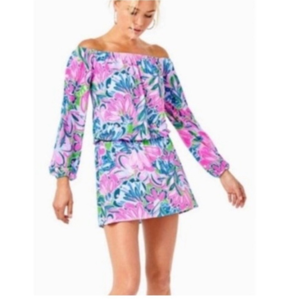 Lilly Pulitzer Lana Skort Romper Gecko green tiger sunrise